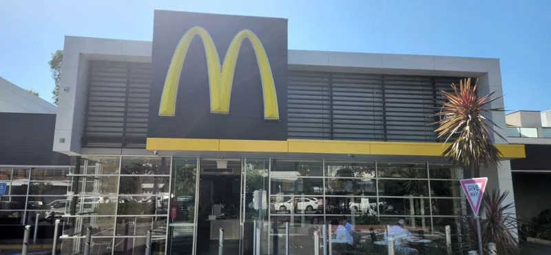 Repainted McDonald's restaurant storefront exterior